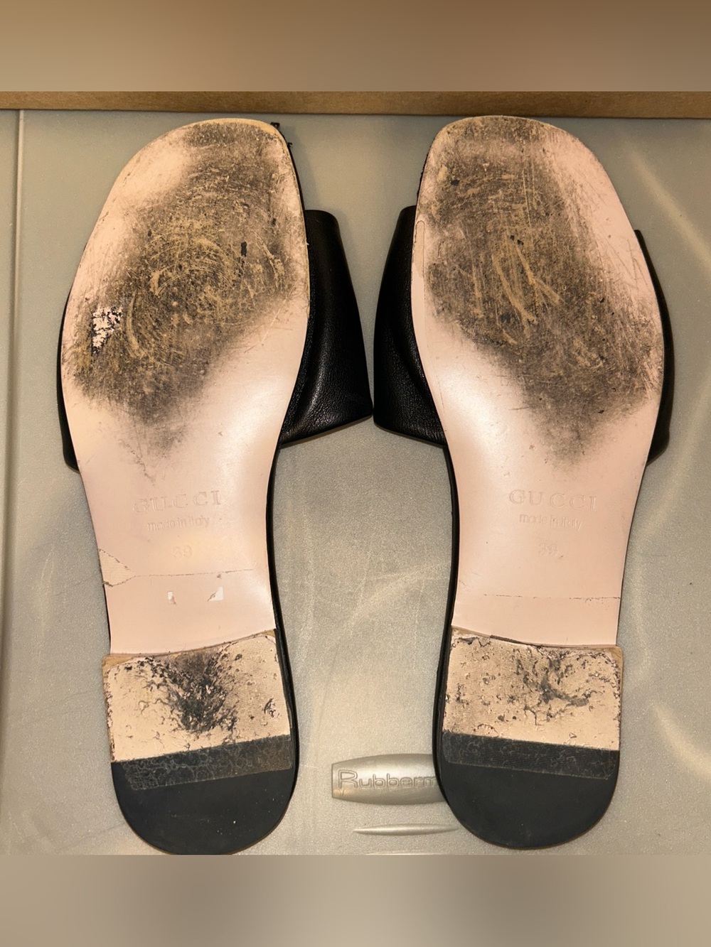 Gucci Black Crystal Buckle Slide Sandals - Women's 39 US 8 - Picture 6 of 7